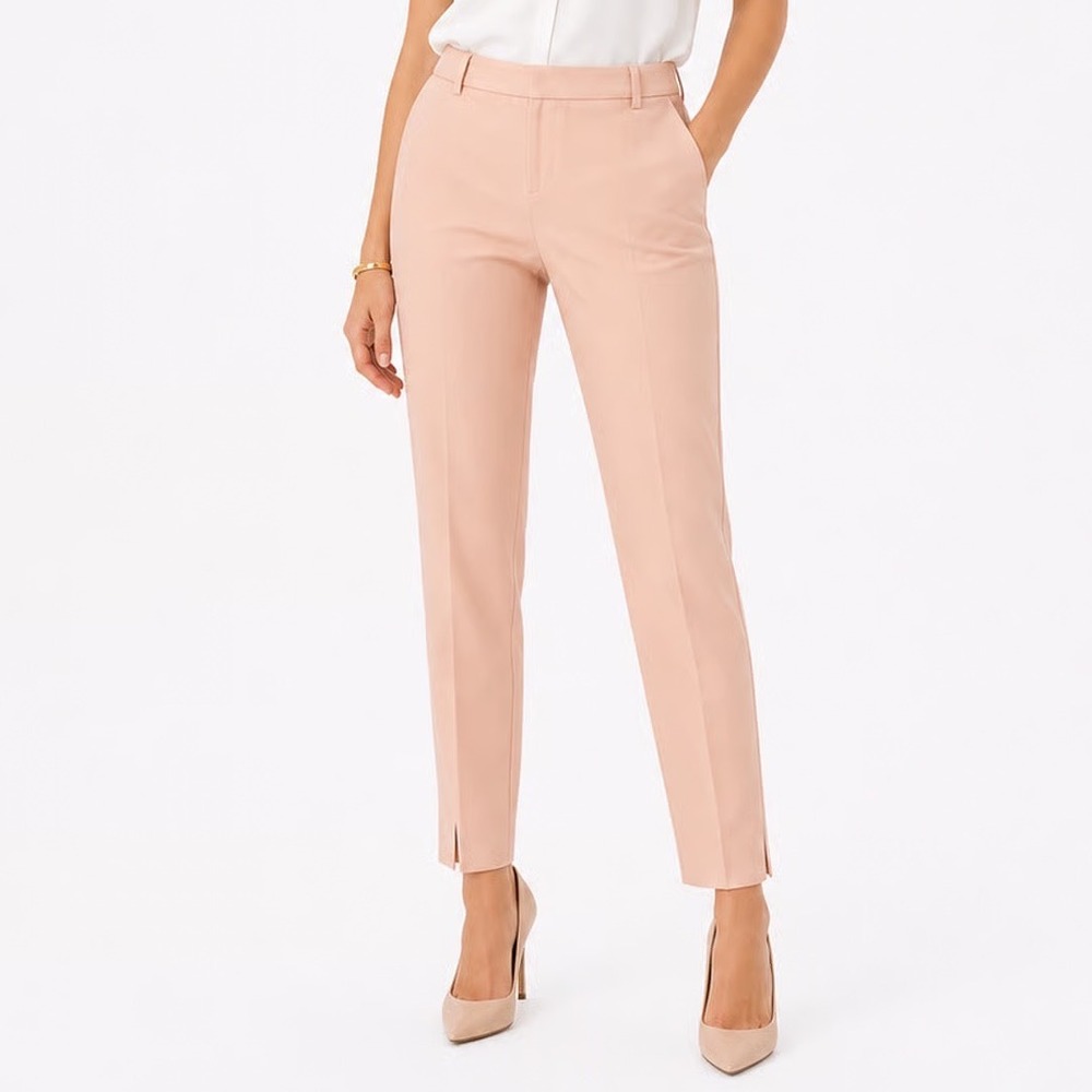 HM Peach Pink Slim Ankle Trousers Side Zip Cotton Blend Pants Womens Size 12